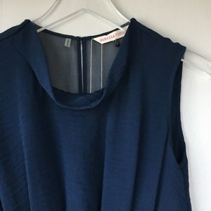 REBECCA TAYLOR Navy Silk Pleated Peplum Blouse 4